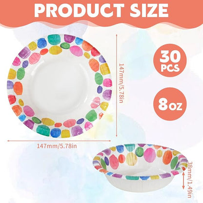30 Count 8oz Paper Bowls, Disposable Bowls Microwaveable, Soak Proof and Cut - Image 7