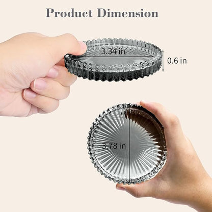 4-Piece Glass Set for Drinks, Round Modern Coasters with Raised Edge Lip, Decorative & Aesthetic for Dining Table, Living Room, Office Desk