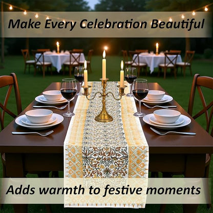 Goldenrod Yellow Hand Block Print 100% Cotton Table Runner 16x70 Inch | Perfect - Image 8