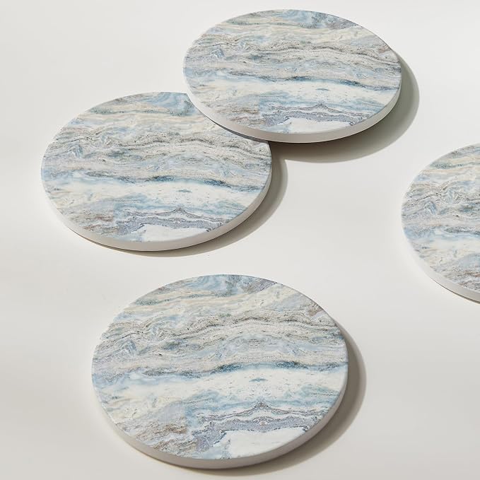 Set of 6 Mix Color Abstract Onyx Marble Coasters - Image 6