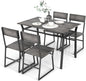 Giantex Dining Table Set for 4, 47”L x 28”W Rectangular Kitchen Table w/ 4 Trapezoid Chairs, Reinforced Metal Frame & Storage Rack, Industrial Space-Saving Dinette Set for Kitchen Dining Room (Grey)