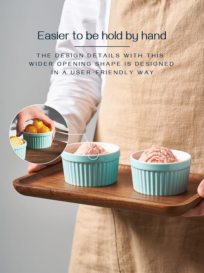 DOWAN Ramekins 6 oz Oven Safe for Creme Brulee Souffle, Porcelain Ramekin for - Image 6