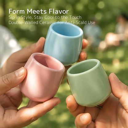 Ceramic Espresso Cups Set of 2, 3oz Double Wall Demitasse Cups | Collectible - Image 7