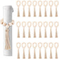 24 Pcs Wooden Bead Napkin Rings, Farmhouse Napkin Rings with Tassel Boho Napkins Ring for Dining Table,Wedding Decoration (Nature)