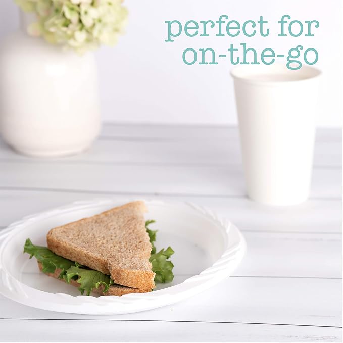 100 Count Disposable 7 Inch White Plastic Plates - Image 4