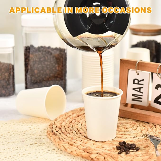 Vumdua 200 Pack 8 oz Paper Cups, Disposable Coffee Cups, Leak-Proof Hot Cold - Image 7