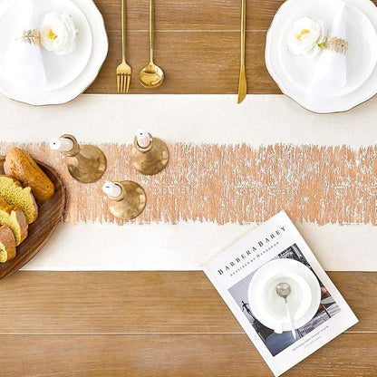 Metallic Style Rose Gold Table Runner, Table Runners 60 Inches Long | Cotton - Image 4