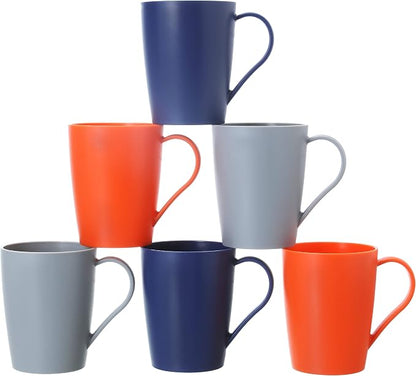 Coffee Mugs Set of 6, 12 Ounce Plastic Coffee Cups Set, 3 Basic Colors | by Hawnn