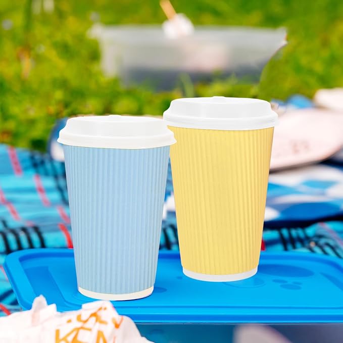 Whaline 100 Pcs Pastel Color Disposable Coffee Cups - Image 5