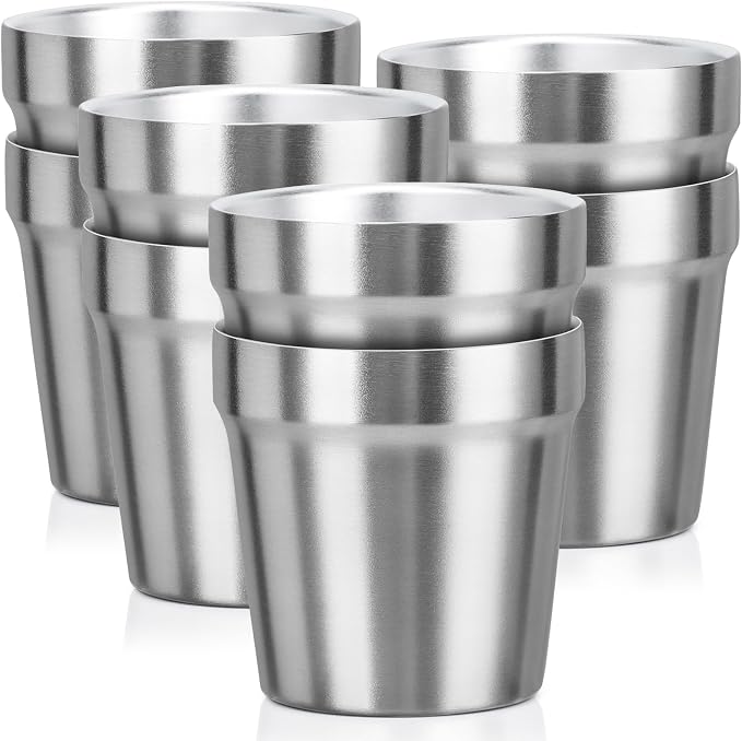 Beasea Stainless Steel Cups 6 oz, 8 Pack Small Bulk Stainless Steel Tumbler - Image 7