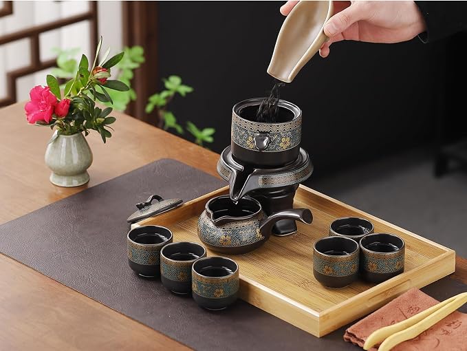 Japanese tea set with Infuser Semi Automatic Tea Set Magic Teapot with 6 cups - Image 5