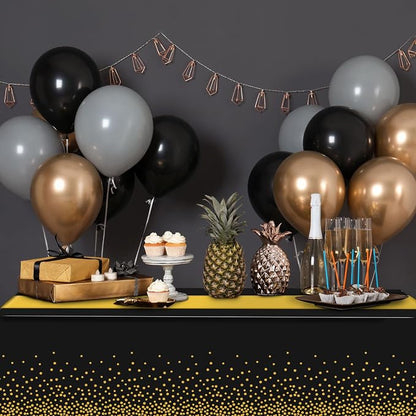3Pcs Black and Gold Tablecloth Party Decorations, Plastic Black Table Cloth - Image 5