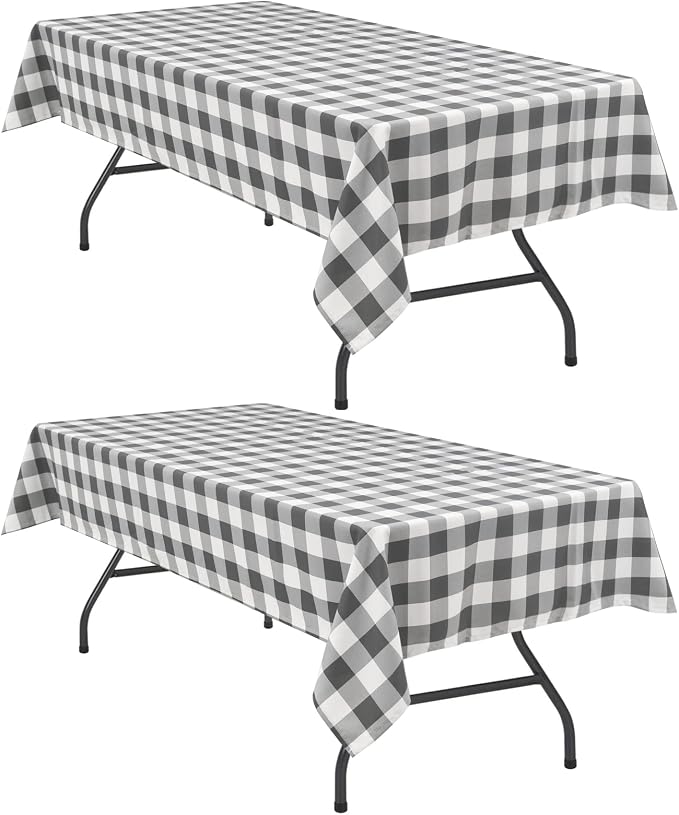 Checkered Tablecloth Rectangle 2 Pack 52 x 70 inch, Stain and Wrinkle Resistant by Hiasan