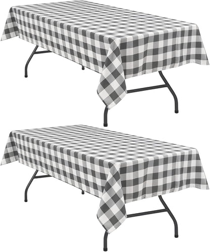 Checkered Tablecloth Rectangle 2 Pack 52 x 70 inch, Stain and Wrinkle Resistant by Hiasan
