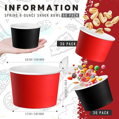 Jingmore Paper Ice Cream Cups 9oz Colored Disposable Dessert Bowls - Image 3
