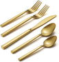 Alata Cube Matte Gold 40-Piece Flatware Set, Forged Cutlery Set, Service by Alata