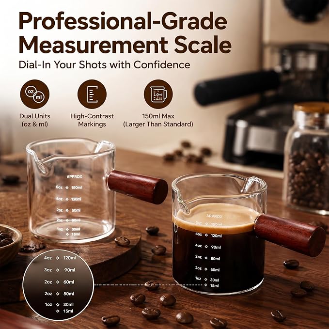5oz Espresso Cups Set of 2, Double Spout Clear Borosilicate Glass - Image 7