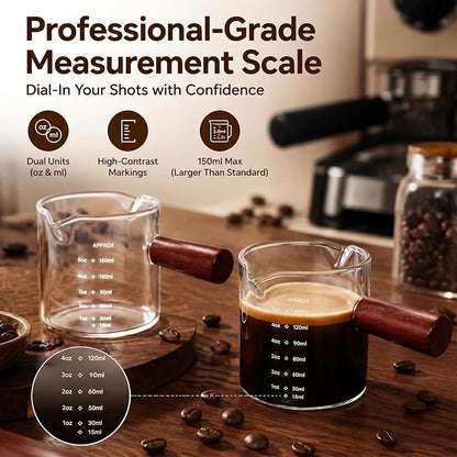 5oz Espresso Cups Set of 2, Double Spout Clear Borosilicate Glass - Image 7