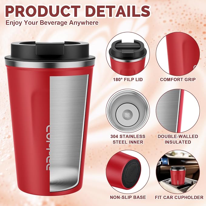 MOMSIV 12oz Travel Coffee Mug, Insulated Coffee Cup - Image 5