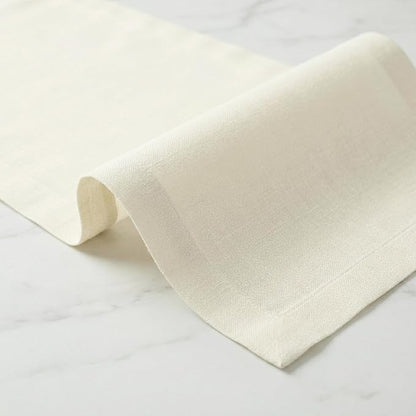 Solino Home 100% Linen Dining Table Runner Ivory Woven, Fete 14 x 36 in | Table - Image 5