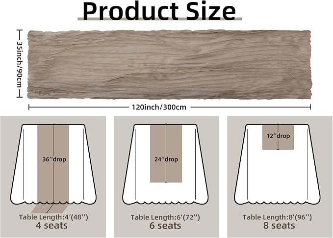 Nude Brown Cheesecloth Table Runner Wedding Decorations Boho Decor | 35x120 - Image 2