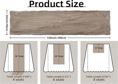 Nude Brown Cheesecloth Table Runner Wedding Decorations Boho Decor | 35x120 - Image 2