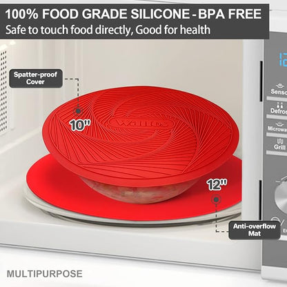 Walfos 12 10 Inch Silicone Microwave Mats, Microwave Splatter Cover - Image 6