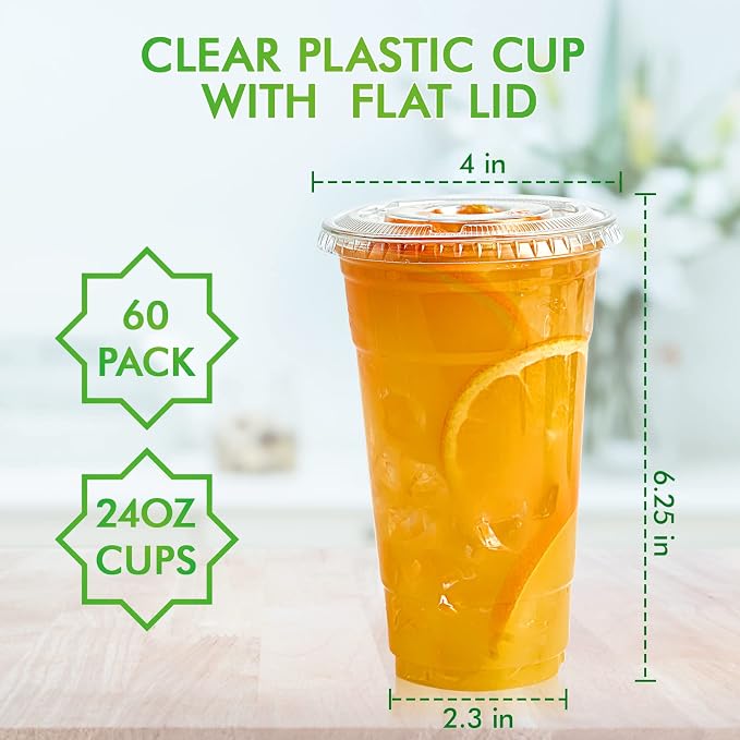 Lilymicky 60 Sets 24 oz Clear Plastic Cups - Image 6