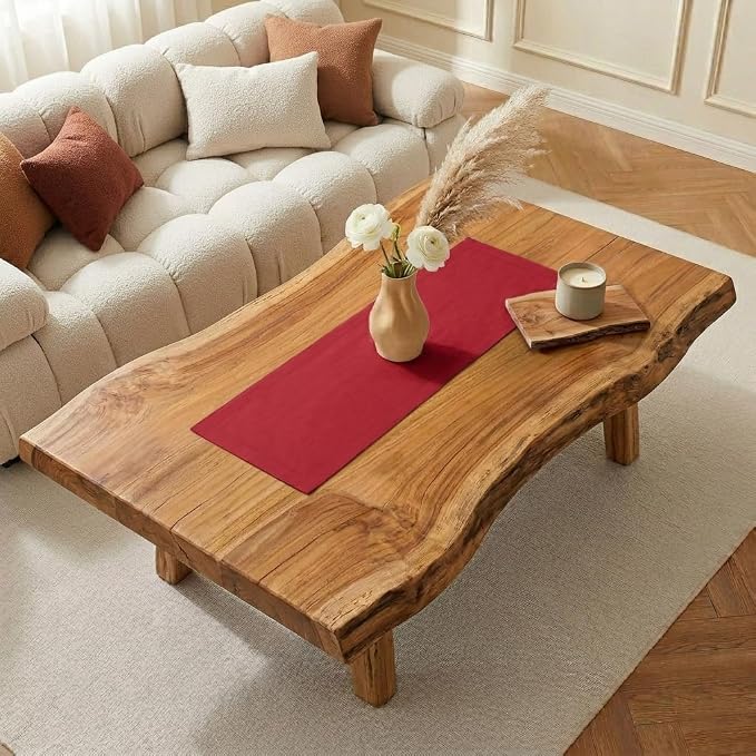 Classic Linen™ by D'Moksha Red Table Runner 36 Inches, 100% Pure Linen - Image 2
