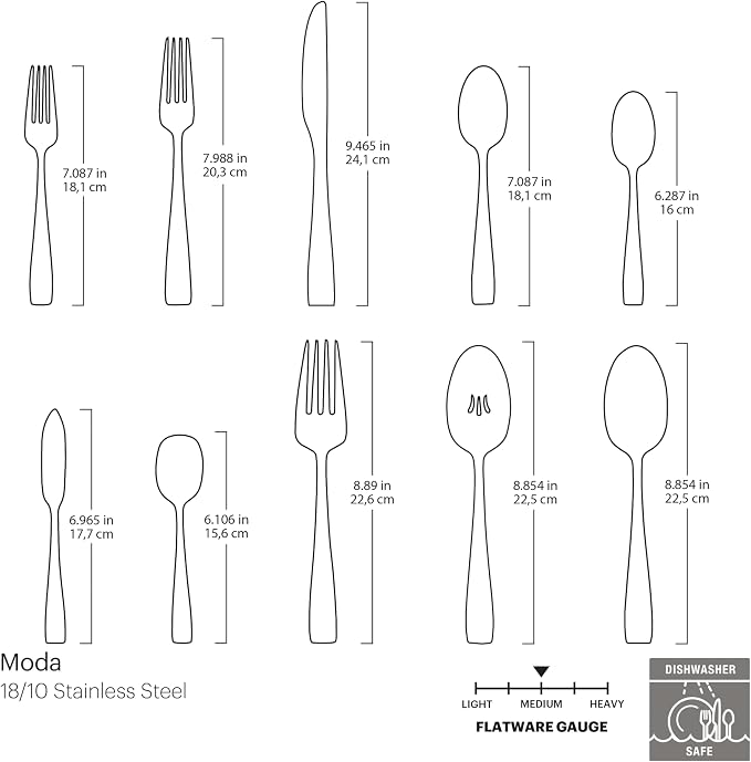 Oneida Moda 5-Piece 18/10 Silverware Set - Image 6
