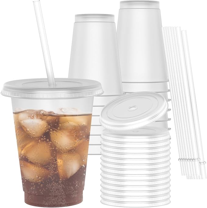 Reusable Translucent Plastic Cups - 16 oz Frosted Clear Cold Drink Tumbler - by Unknown