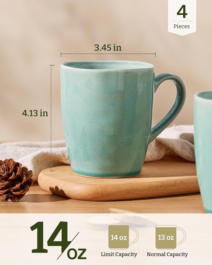 famiware Aurora Coffee Mugs, 14oz Mug Set of 4, Stoneware Mug, Cups - Image 4