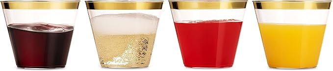 Munfix 100 9 Oz Clear Plastic Cups, Old Fashioned Tumblers, Fancy Disposable - Image 7