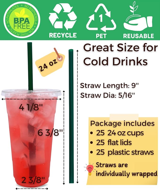 Aatriet 24 oz Clear Plastic Cups - Image 2