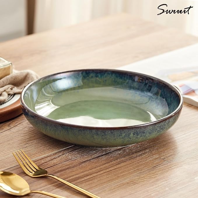 Transmutation Glaze Serving Pasta Bowl, 10 inch Ceramic Wide Salad Bowls - Image 3