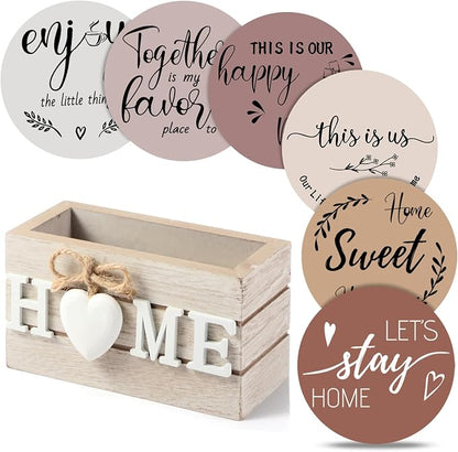 Queekay Coasters Set of 6 House Warming Gifts New Home Wooden Farmhouse Drink by Queekay