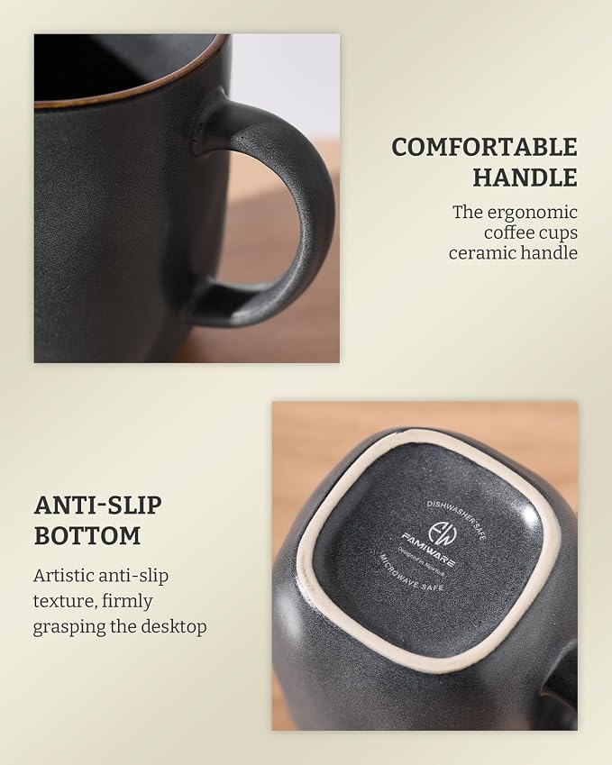 famiware Coffee Mugs Set of 6, Ocean Square 13oz Coffee Cup Set - Image 7