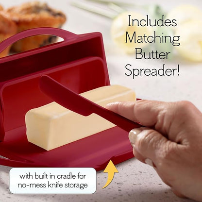 Flip Top Butter Dish with Attached Lid & Matching Knife, 2 Pack - Image 3