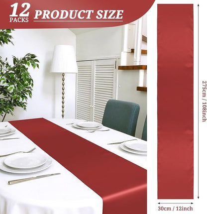 12 Pack Terracotta Satin Table Runner 12 x 108 Inch Long Premium Table Runners - Image 2