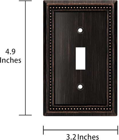 Henne Bery Sunken Pearls Heavy Duty Decorative Wall Plate Switch Plate Outlet Cover (Single Toggle, 2 Pack, Aged Bronze)