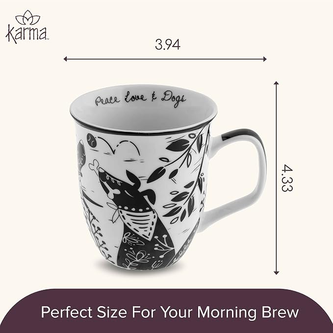 Karma Gifts 16 oz Black and White Boho Mug Dog - Image 5