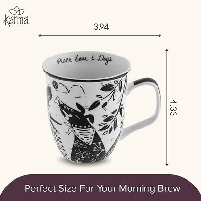 Karma Gifts 16 oz Black and White Boho Mug Dog - Image 5