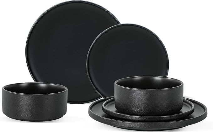 6 Piece Ceramic Plates and Bowls Sets by Shrynxal