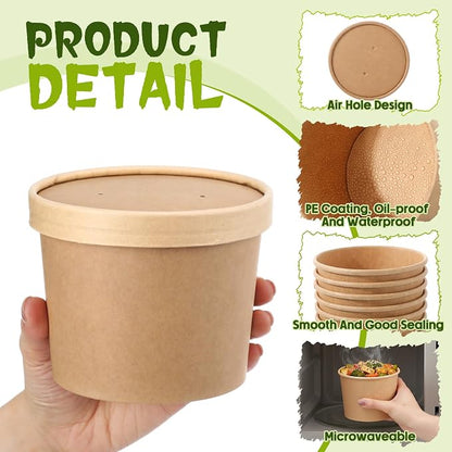 Fulmoon 100 Pack Paper Soup Containers - Image 3