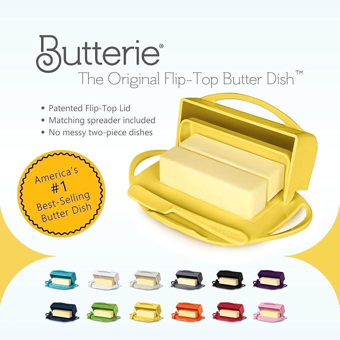 Flip Top Butter Dish with Attached Lid & Matching Knife, 2 Pack - Image 8