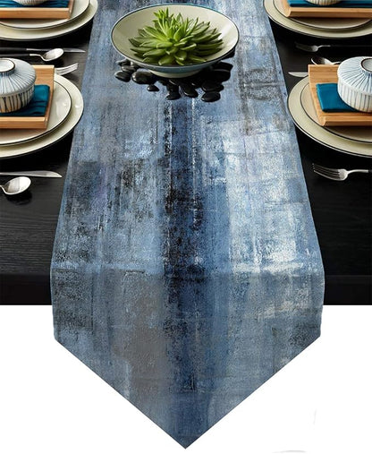 Blue and Grey Table Runner by AILUER