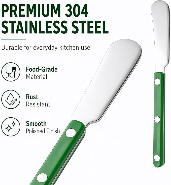 4PCS Stainless Steel Butter Knives Set: 6.3 Inch Cheese Spreader 304 Stainless - Image 6