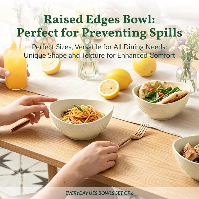 Unbreakable Cereal Bowls Wheat Straw Bowls Set 26 OZ Plastic Bowls Alternative - Image 7