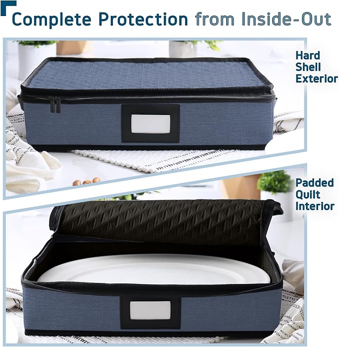 Platter Storage Case – Fine China Storage Containers Hard Shell, Quilted and - Image 5