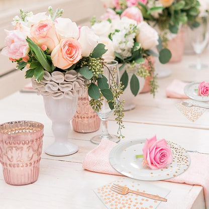 Serves 35 Guests White and Rose Gold Party Supplies,White and Rose Gold Birthday Paper Plates and Napkins,7" Disposable Party Dinnerware for Women